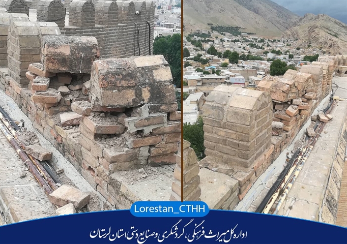 زلزله ترک های موجود در دیواره قلعه فلک الافلاک را عمیق تر کرد